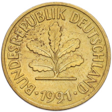 Монета 5 пфеннигов 1991 года G Германия (аверс)