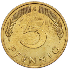 Монета 5 пфеннигов 1991 года G Германия (реверс)