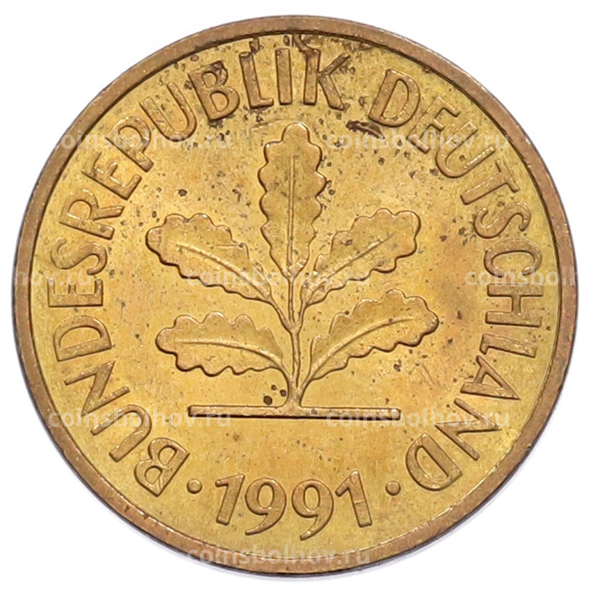 Монета 5 пфеннигов 1991 года J Германия