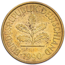 Монета 5 пфеннигов 1990 года D Западная Германия (ФРГ) (аверс)