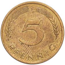 Монета 5 пфеннигов 1991 года F Германия (реверс)