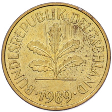 Монета 5 пфеннигов 1989 года J Западная Германия (ФРГ) (аверс)