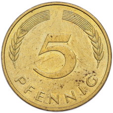 Монета 5 пфеннигов 1989 года J Западная Германия (ФРГ) (реверс)