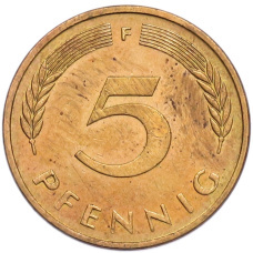 Монета 5 пфеннигов 1987 года F Западная Германия (ФРГ) (реверс)