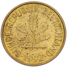 Монета 5 пфеннигов 1992 года F Германия (аверс)