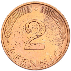 Монета 2 пфеннига 1981 года G Западная Германия (ФРГ) (реверс)