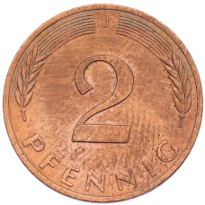 Монета 2 пфеннига 1979 года J Западная Германия (ФРГ) (реверс)