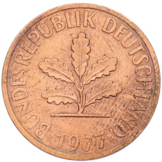 Монета 2 пфеннига 1977 года J Западная Германия (ФРГ) (аверс)