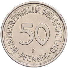 Монета 50 пфеннигов 1975 года F Западная Германия (ФРГ) (реверс)