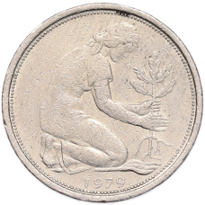 Монета 50 пфеннигов 1979 года D Западная Германия (ФРГ) (аверс)