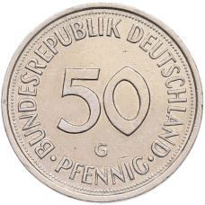 Монета 50 пфеннигов 1989 года G Западная Германия (ФРГ) (реверс)