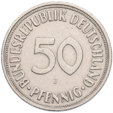 Монета 50 пфеннигов 1950 года J Западная Германия (ФРГ) (реверс)