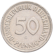 Монета 50 пфеннигов 1969 года G Западная Германия (ФРГ) (реверс)
