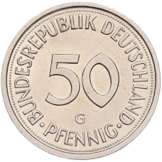 Монета 50 пфеннигов 1990 года G Западная Германия (ФРГ) (реверс)