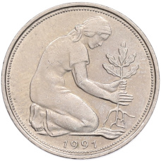 Монета 50 пфеннигов 1991 года A Германия (аверс)