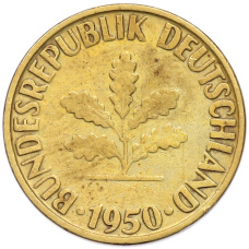 Монета 10 пфеннигов 1950 года G Западная Германия (ФРГ) (аверс)