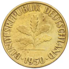 Монета 10 пфеннигов 1950 года G Западная Германия (ФРГ) (аверс)