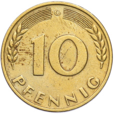 Монета 10 пфеннигов 1950 года G Западная Германия (ФРГ) (реверс)