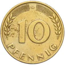 Монета 10 пфеннигов 1950 года G Западная Германия (ФРГ) (реверс)