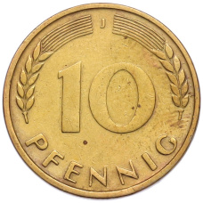 Монета 10 пфеннигов 1950 года J Западная Германия (ФРГ) (реверс)