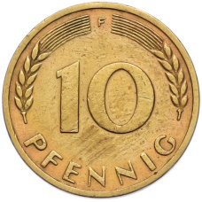 Монета 10 пфеннигов 1950 года F Западная Германия (ФРГ) (реверс)