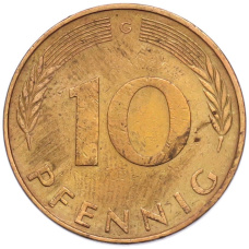 Монета 10 пфеннигов 1972 года G Западная Германия (ФРГ) (реверс)