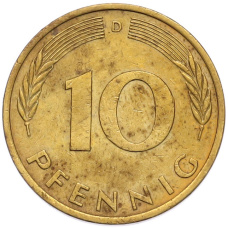 Монета 10 пфеннигов 1974 года D Западная Германия (ФРГ) (реверс)