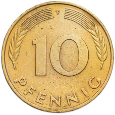 Монета 10 пфеннигов 1977 года F Западная Германия (ФРГ) (реверс)