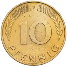 Монета 10 пфеннигов 1977 года F Западная Германия (ФРГ) (реверс)