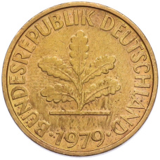 Монета 10 пфеннигов 1979 года F Западная Германия (ФРГ) (аверс)