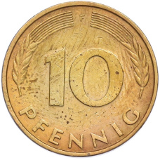 Монета 10 пфеннигов 1979 года F Западная Германия (ФРГ) (реверс)