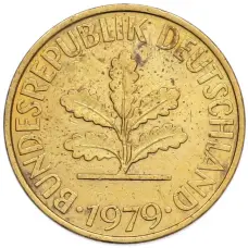 Монета 10 пфеннигов 1979 года G Западная Германия (ФРГ) (аверс)