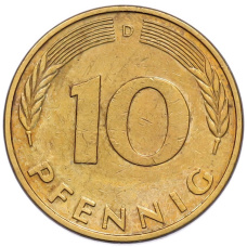 Монета 10 пфеннигов 1986 года D Западная Германия (ФРГ) (реверс)