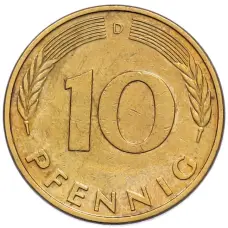 Монета 10 пфеннигов 1986 года D Западная Германия (ФРГ) (реверс)