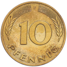 Монета 10 пфеннигов 1985 года F Западная Германия (ФРГ) (реверс)