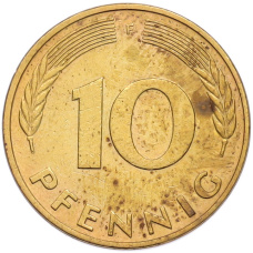 Монета 10 пфеннигов 1985 года F Западная Германия (ФРГ) (реверс)