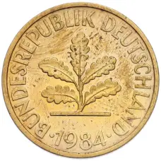 Монета 10 пфеннигов 1984 года G Западная Германия (ФРГ) (аверс)
