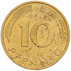Монета 10 пфеннигов 1982 года D Западная Германия (ФРГ) (реверс)