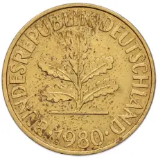 Монета 10 пфеннигов 1980 года G Западная Германия (ФРГ) (аверс)