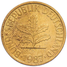 Монета 10 пфеннигов 1987 года D Западная Германия (ФРГ) (аверс)