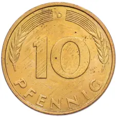 Монета 10 пфеннигов 1987 года D Западная Германия (ФРГ) (реверс)