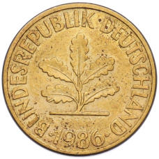 Монета 10 пфеннигов 1986 года G Западная Германия (ФРГ) (аверс)