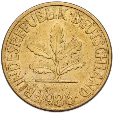 Монета 10 пфеннигов 1986 года G Западная Германия (ФРГ) (аверс)