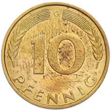 Монета 10 пфеннигов 1989 года G Западная Германия (ФРГ) (реверс)