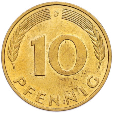 Монета 10 пфеннигов 1989 года D Западная Германия (ФРГ) (реверс)