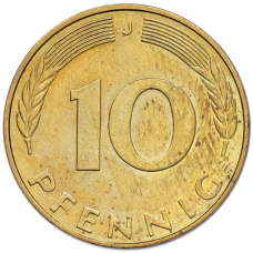 Монета 10 пфеннигов 1990 года J Западная Германия (ФРГ) (реверс)