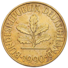Монета 10 пфеннигов 1990 года F Западная Германия (ФРГ) (аверс)