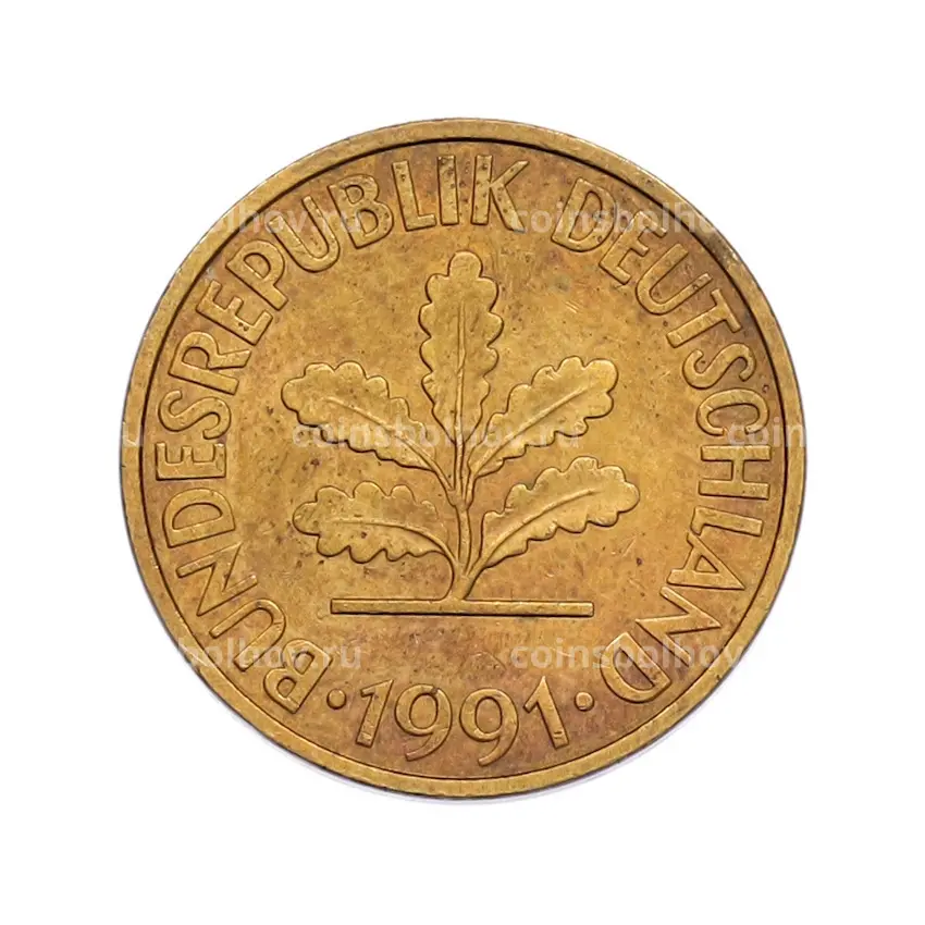 Монета 10 пфеннигов 1991 года J Германия