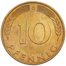 Монета 10 пфеннигов 1993 года D Германия (реверс)