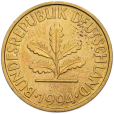 Монета 10 пфеннигов 1994 года F Германия (аверс)